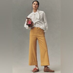 The Collette Magic Fabric Crop Wide Leg Pants by Maeve Anthropologie In: Gold